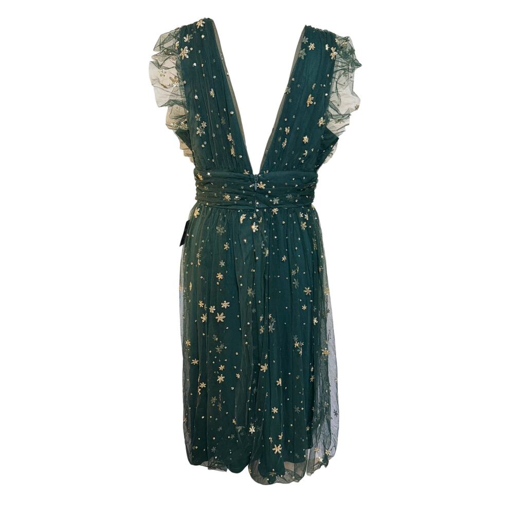 Baltic Born Forest Green Tulle Midi Dress with Gold Star Embroidery - Picture 8 of 10